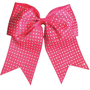 Iridescent AB Rhinestone Cheer Bow - Hot Pink