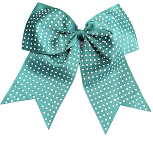 Iridescent AB Rhinestone Cheer Bow - Hunter Green