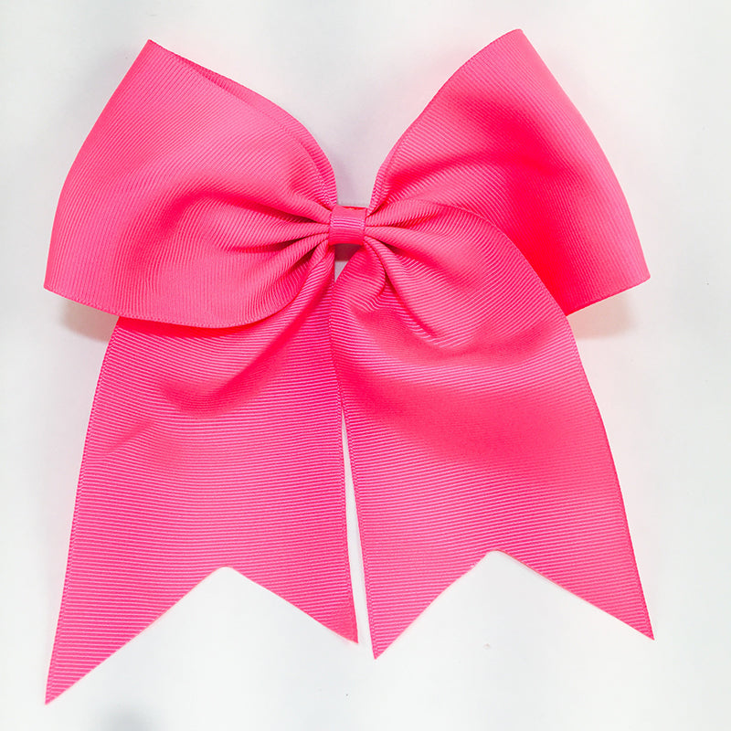 Chixx Solid Plain Basic Cheer Dance Softball Bows - Neon Pink