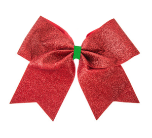 Chixx CHRISTMAS Holiday Red Glitter Flake Cheer Bow